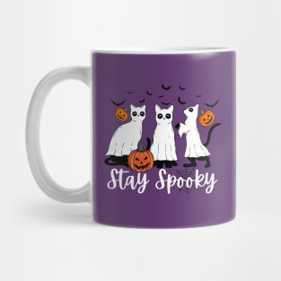 Stay Spooky Halloween Cats Funny Cat Ghost Pumpkin Mug